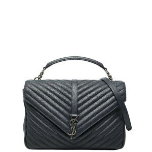 Saint Laurent Monogram Chain Shoulder Bag Handbag Black Leather